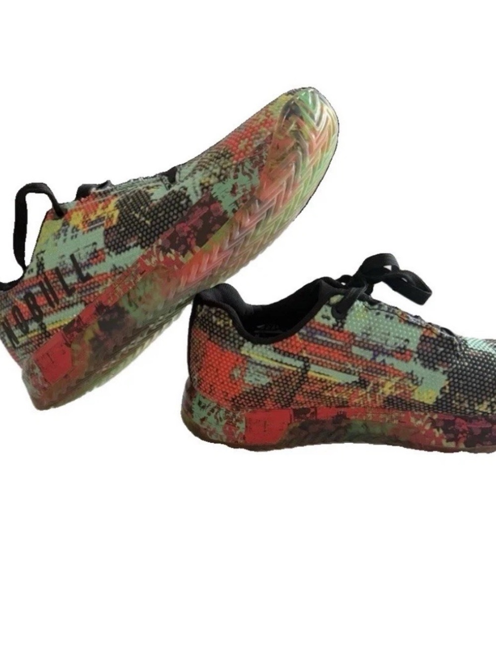 Low Top NOBULL SuperFabric Outwork Gym Glitch CMYK Multicolor Womens Size 8